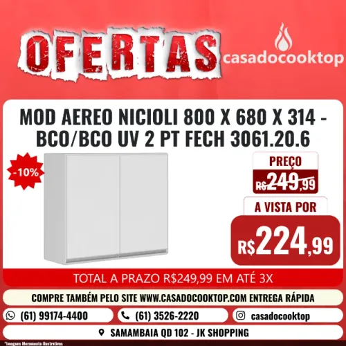 MOD AEREO NICIOLI 800 X 680 X 314 - BCO/BCO UV 2 PT FECH 3061.20.6