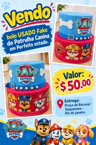 Bolo Fake Usado (1 vez) do Patrulha Canina