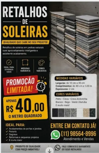 Promoção de Retalhos de granito 
