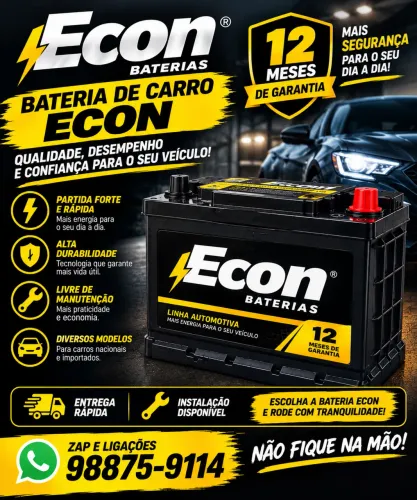Bateria de carro econ assistência Heliar