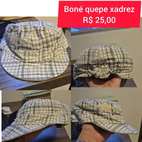 Boné quepe xadrez infantil