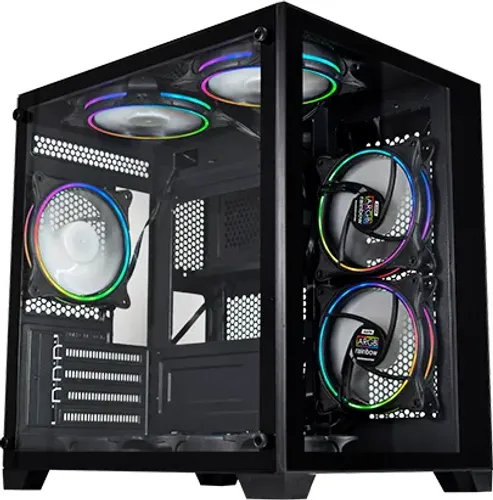 Gabinete Gamer K-Mex Aquário Micro IV, CG-0415, Lateral e Frontal em Vidro, Sem Fan, Preto
