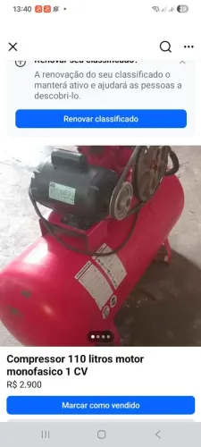 Compressor 110 litros semi novo