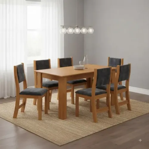 Mesa de jantar com 6 cadeiras nova de loja