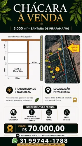 Chácara 5.000 metros em Santana de Pirapama