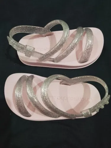 Sandália infantil rosa da Charmosinha com glitte, N. 21/22