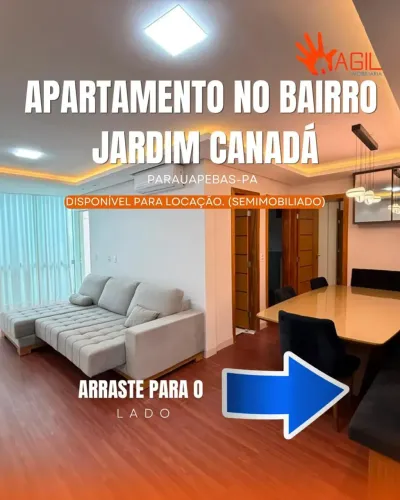 APARTAMENTO SEMI MOBILIADO COM 2 QUARTOS DISPONÍVEL PARA LOCAÇÃO NO BAIRRO JARDIM CANADÁ.