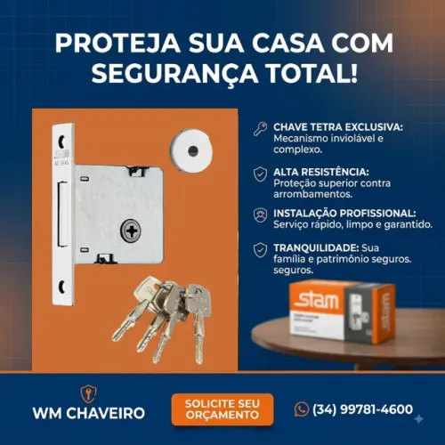 Travas Tetra Chave em Portas de Madeira, Ferro e Portão Social.