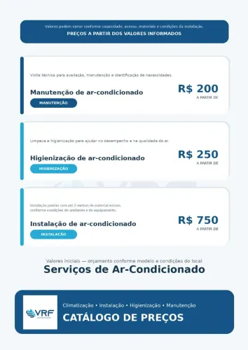 Limpeza, higienização e instalação de ar condicionado