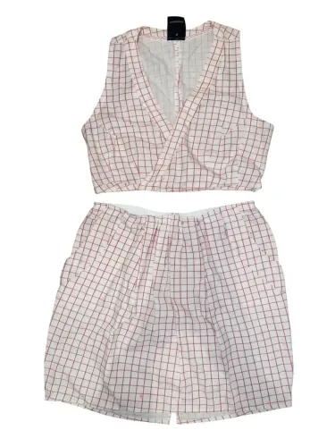 Conjunto AMP quadriculado branco P