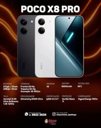 POCO X8 PRO  5G 512 / 12,LOJA , FISICA ,ENTREGA  ,NOVOS