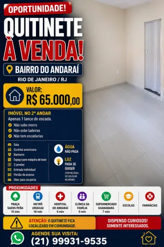 Quitinete à venda no Bairro do Andaraí - R$ 65.000