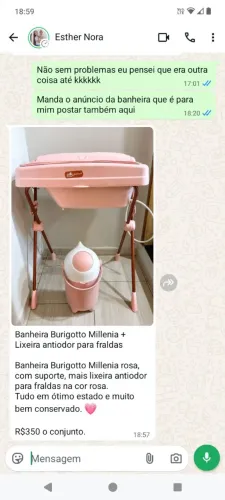 Banheira para bebê e lixeira anti cheiro das fraldas