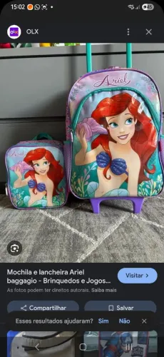 Vendo mochila escola da Ariel e do sthit com lancheira 