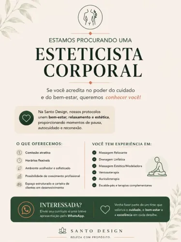 Vaga para Esteticista Corporal