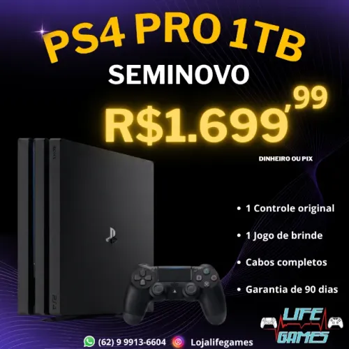 Playstation 4 Pró Seminovo c/ garantia, loja física