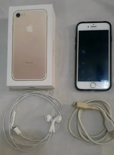 iPhone 7 128GB funcionando, cor Rose Gold com caixa e cabos