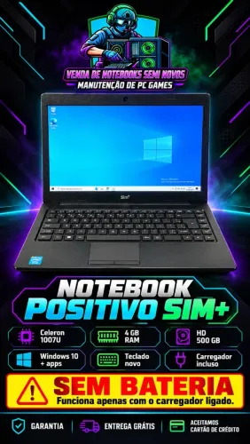 Notebook Positivo Pentium 4 GB de ram HD de 500 com garantia