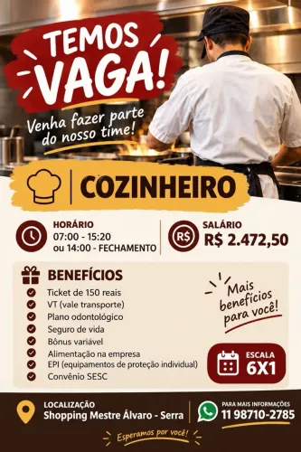 VAGAS RESTAURANTE - SERRA(ES)