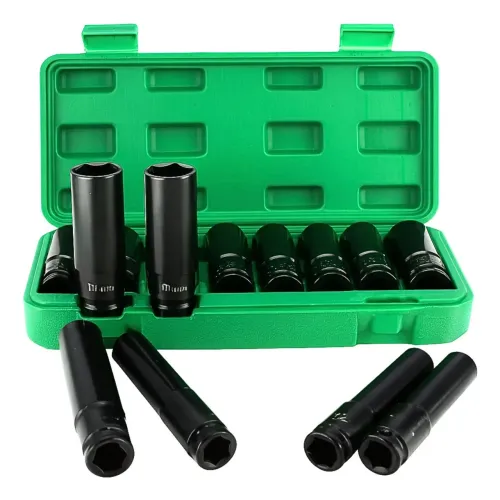 Jogo De Soquetes Impacto Kit Ferramentas Longo Sextavado 1/2 Preto <br>