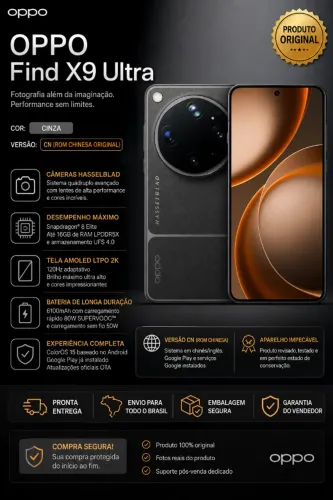 Oppo Find X9 Ultra CN Versão Cinza Lindo