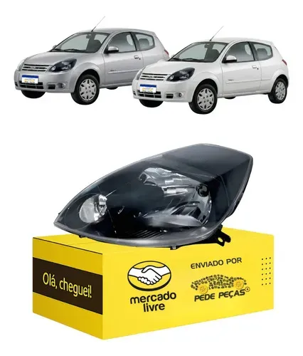 Farol Ford Ka 2009 2010 2011 12 2013 Máscara Negra Esquerdo Esquerdo/motorista
