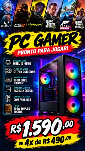 PC Gamer GT 740 - i5 4570 - 16GB RAM - SSD M.2 256GB