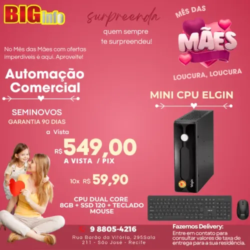 Computador Elgin Newera E3 Nano N2 Celeron N3350 Ssd 120 8GB DDR3 - Excelente  Em ate 10x