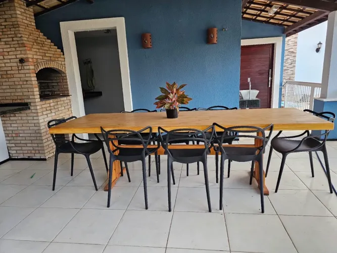Mesa rústica de Madeira + 8 cadeiras