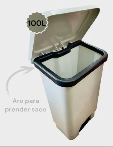 KIT COM 02 UNIDADES - LIXEIRA COM PEDAL 200 LITROS - BRANCAS