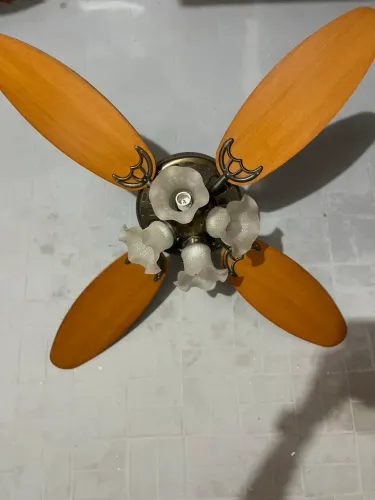 Ventilador de teto madeira 4 pás dourado Vintage ( 110 volts )