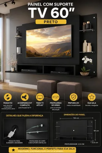 Painel tv 60 !!! Promoção !!!! Novo !!!