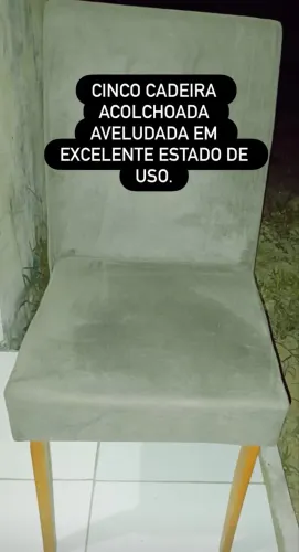 Cinco cadeiras aveludada pernas de madeira