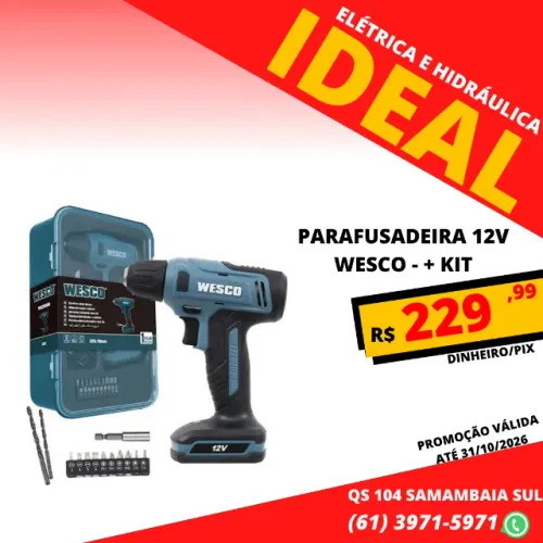 Parafusadeira 12v Wesco + kit