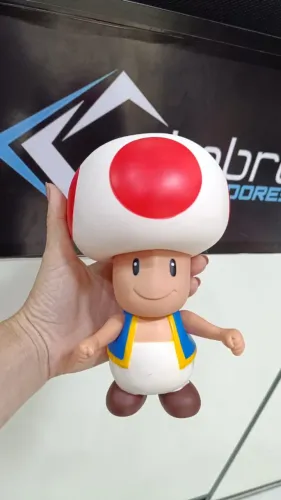Boneco Toad Cogumelo da Turma Do Super Mario Bross Coleção - 20cm -Loja Coimbra- Entrega