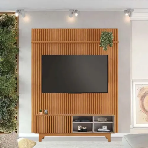 Rack Sereno Larg. 1.68m + Painel Riso Larg. 1.82m para TV até 65" rf4