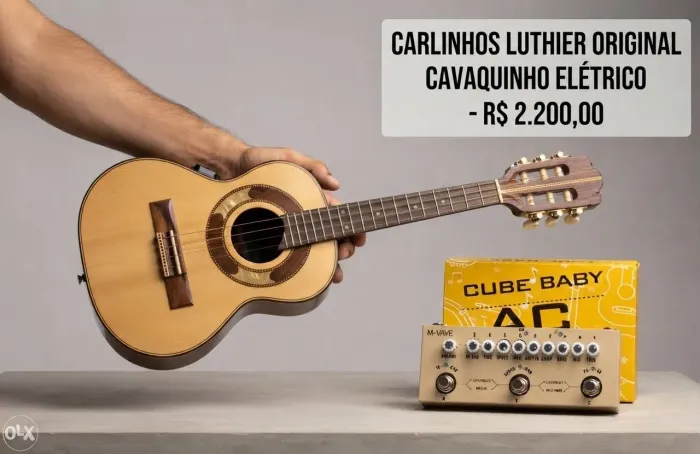 Cavaquinhho de Luthier Elétrico + Pedaleira M-Vave AC som top