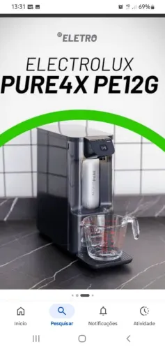 Purificador de Agua Eletrolux semi novo na caixa modelo PE12G Cor GRAFITE lindo demais !