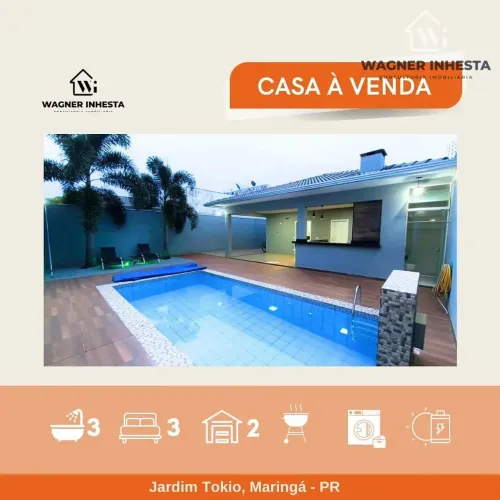 Casa com piscina aquecida à venda, com ar condicionado, cozinha planejada com eletros, áre
