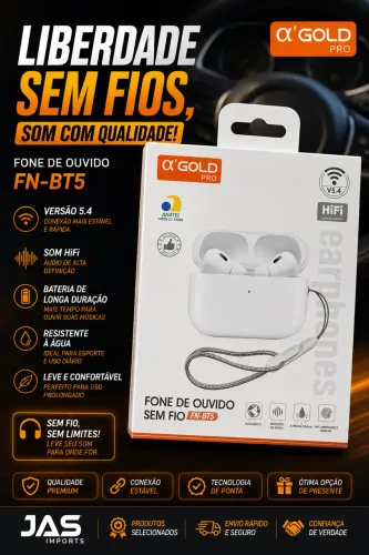 FONE DE OUVIDO FN-BT5 GOlD 