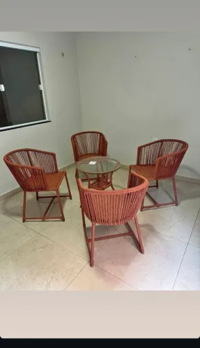Cadeira  tricô-nautica em alumínio modelo Jacaúna, para áreas externas e internas 