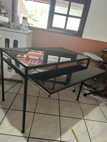 Escrivaninha 120cmx60cm Glass Tampo De Vidro Temperado fumê Tok&Stok