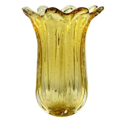 Vaso de cristal murano cor âmbar