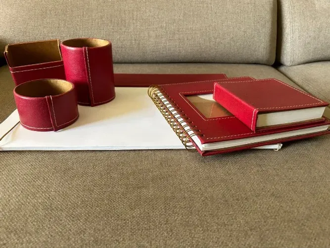 jogo de decoração para escritório completo em couro