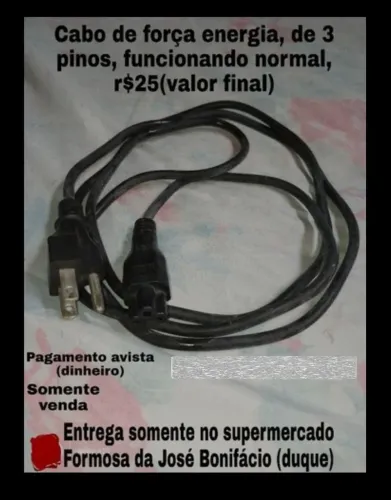 Cabo de força energia funcionando seminovo r$25