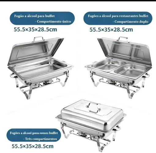 Rechaud profissional inox 12L com 2 DIVISÕES para Buffett festas eventos