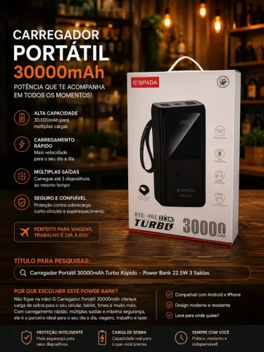 Carregador portátil 30.000 mah