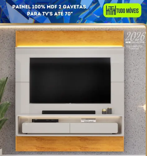 PAINEL 100% MDF 2 GAVETAS PARA TV'S ATÉ 70"