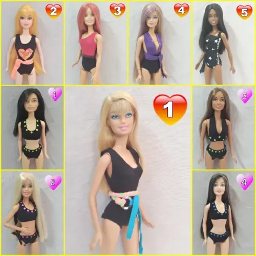 Roupas de praia para bonecas Barbie e similares - Lote com 9 looks