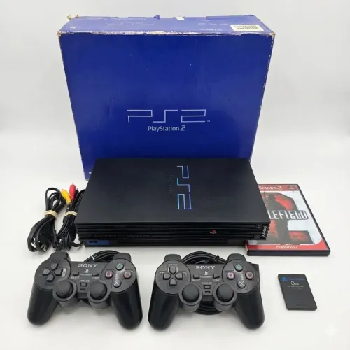 Playstation 2 FAT Desbl. Na Caixa + 2 Controles Originais + 5 Jogos.